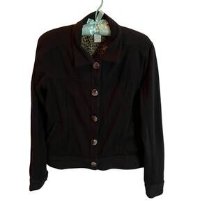Mureli Stretch Black Jacket Safari Buttons &  Inside Lining Large